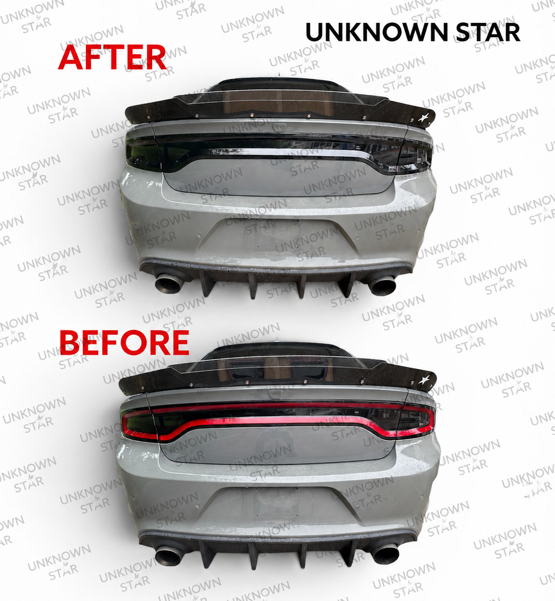 Smoked Tail Light Covers for 2015+ Charger | Gloss Black ABS Rear Tail Lamp Overlay Trim