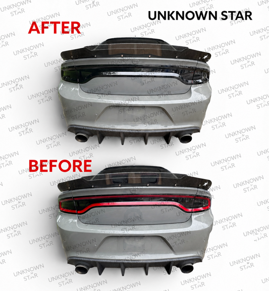 Smoked Tail Light Covers for 2015+ Charger | Gloss Black ABS Rear Tail Lamp Overlay Trim
