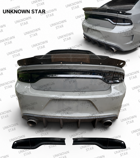 Smoked Tail Light Covers for 2015+ Charger | Gloss Black ABS Rear Tail Lamp Overlay Trim