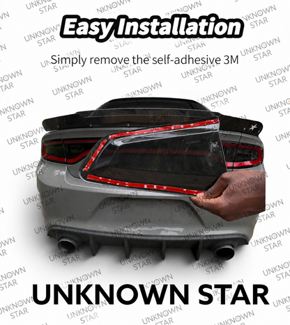 Smoked Tail Light Covers for 2015+ Charger | Gloss Black ABS Rear Tail Lamp Overlay Trim